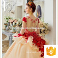 Vestido de noiva luxuoso 2017 Haute Couture Heavy Beaded Vestido de noiva Bordado Vestido de noiva com renda Vestido de baile Vermelho